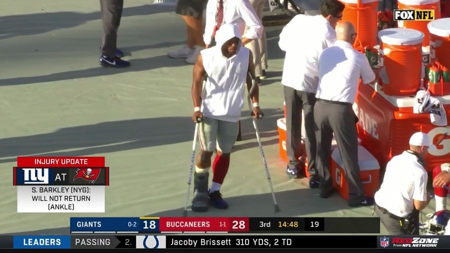 Saquon Barkley Knocked Out Of Game With Ankle Injury (Update)