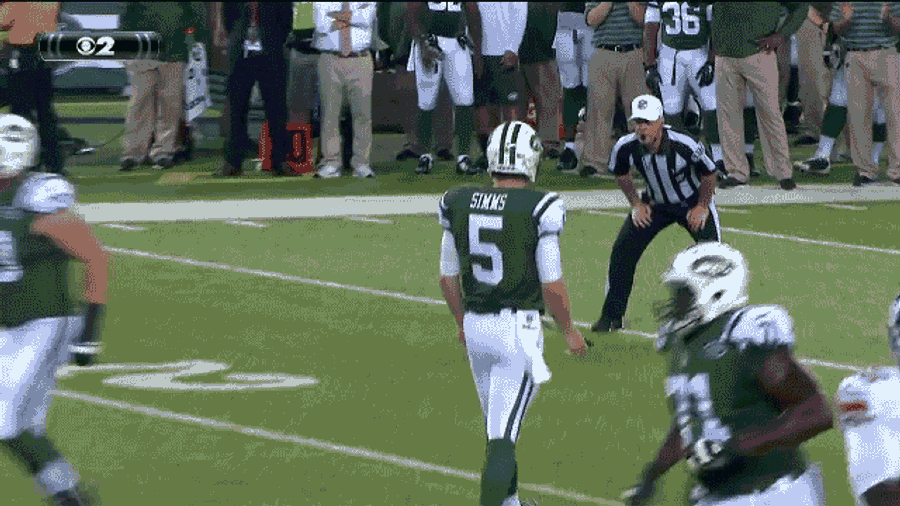 Matt Simms Celebrates Touchdown Pass With Salsa Dancing