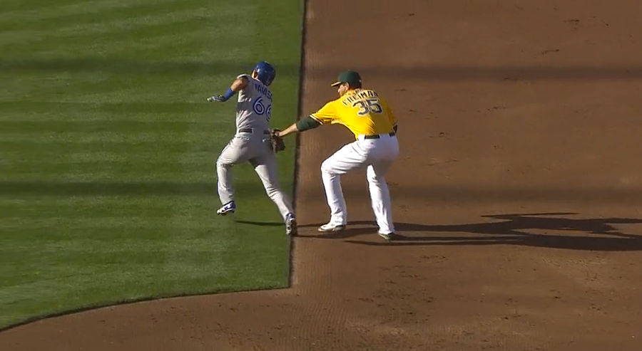 Blue Jays Challenge Play To Get Their Own Runner Out