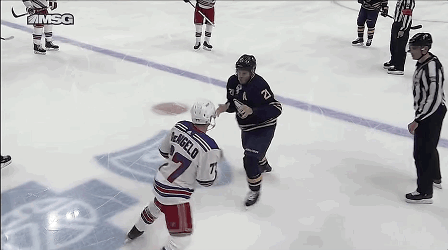 Sabres' Kyle Okposo Knocked Out Of Game After Taking One Punch From Rangers' Tony DeAngelo<em></em>