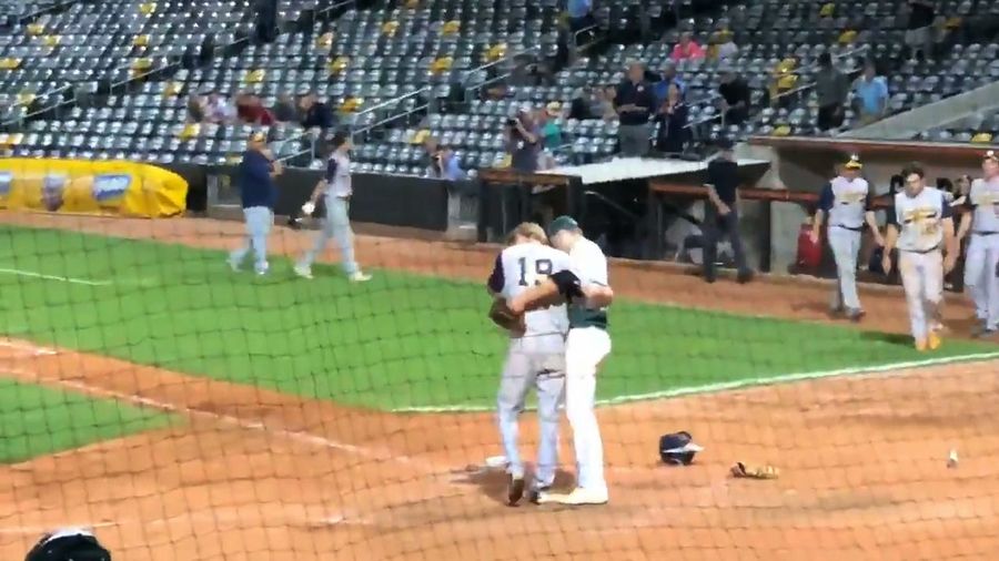 High School Pitcher Strikes Out Childhood Friend To Win Game, Immediately Hugs Him