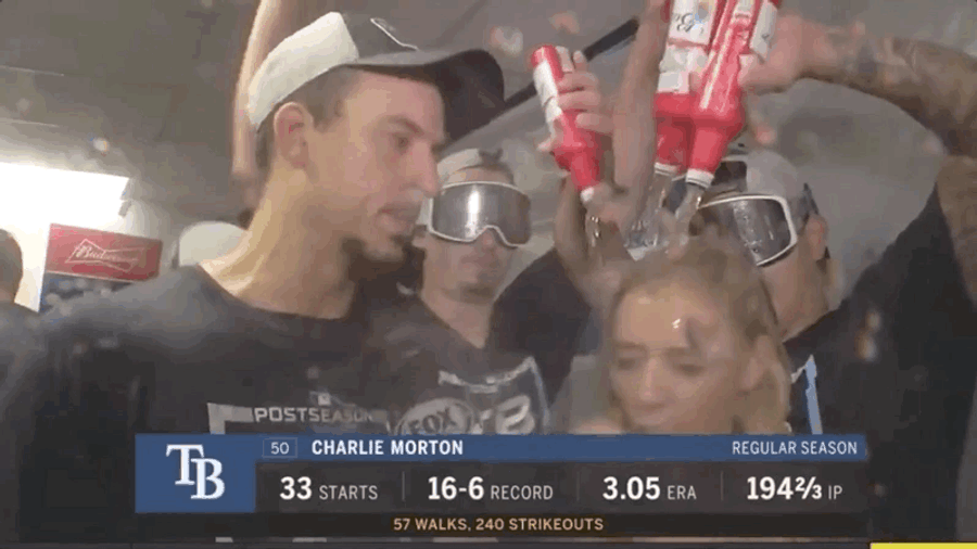 Poor Rays Sideline Reporter Keeps Getting Absolutely Soaked In Celebratory Postgame Alcohol