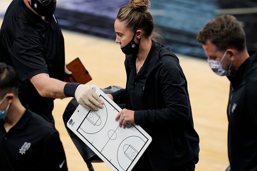 Becky Hammon, long overdue for a head coaching job, makes history as Popovich gets tossed from game