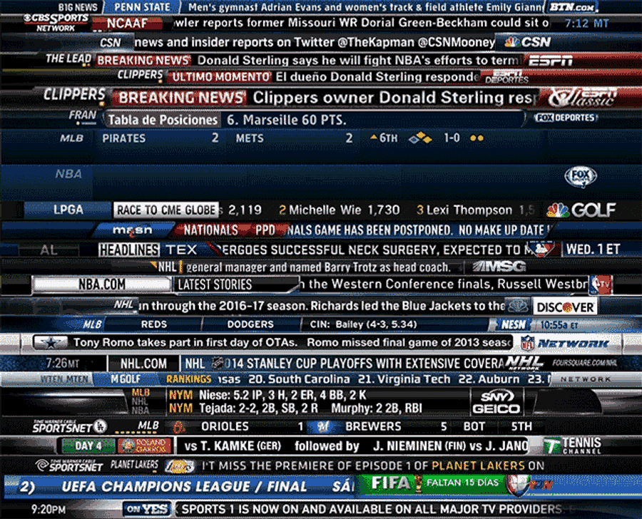 Which Sports Network Wastes The Most Space With Its Scores Ticker?