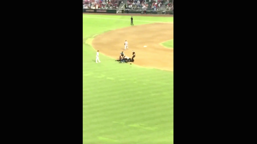 Idiot On The Field Runs Into Cardinals Shortstop Paul DeJong, Is Promptly Tackled By Security