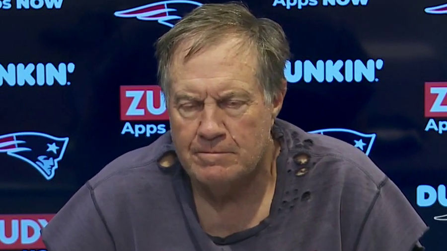 Bill Belichick pulls up to press conference looking like he was attacked by raccoons
