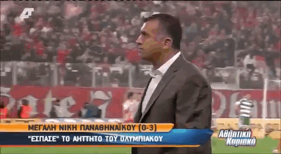 Greek Soccer Coach Takes A Cup Of Soda Right To The Face