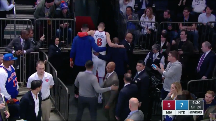 Kristaps Porzingis Helped Off After Ankle Sprain But Should Be Okay, Thank God