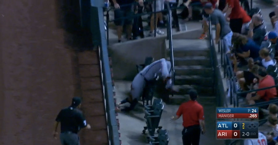 Somehow, Freddie Freeman Didn&#39;t Break His Back Trying To Catch This Foul Ball