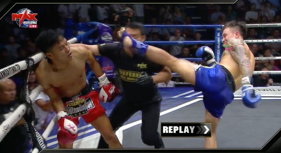Muay Thai Fighter Knocks Out Opponent, Referee At The Same Damn Time