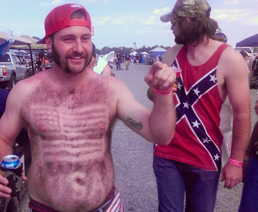 NASCAR Fan Shaves American Flag Into Chest Hair