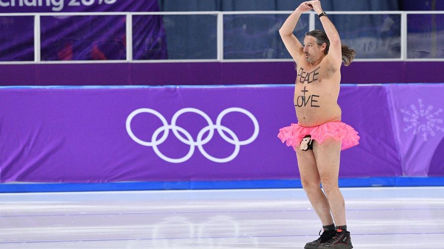 Idiot On The Ice Dons Tutu, Monkey-Shaped Dick Pouch To Run On Rink After Olympic Medal Ceremony