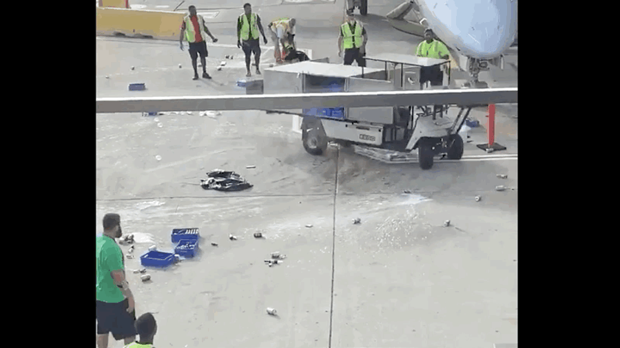 The Sports Highlight Of The Day Is This Runaway Airport Supply Truck Getting JACKED UP