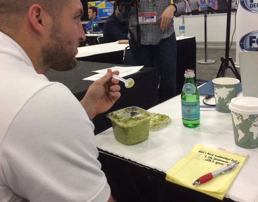 Actually, Tim Tebow Eating Straight Guac Is Good