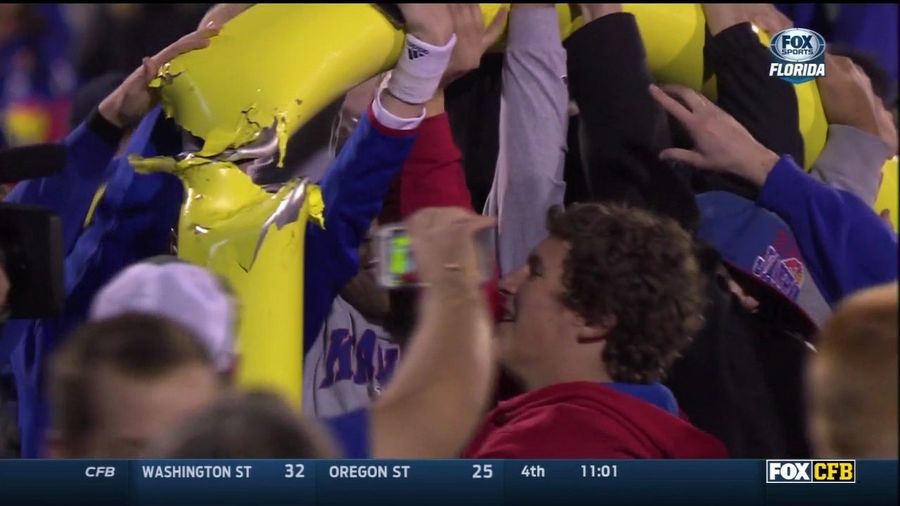 Forgive Kansas Fans, They Don't Know How To Tear Down Goalposts