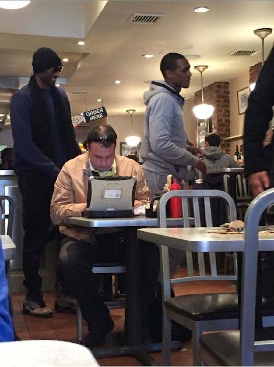 Laptop Man Unfazed By Kobe-Rondo Meeting