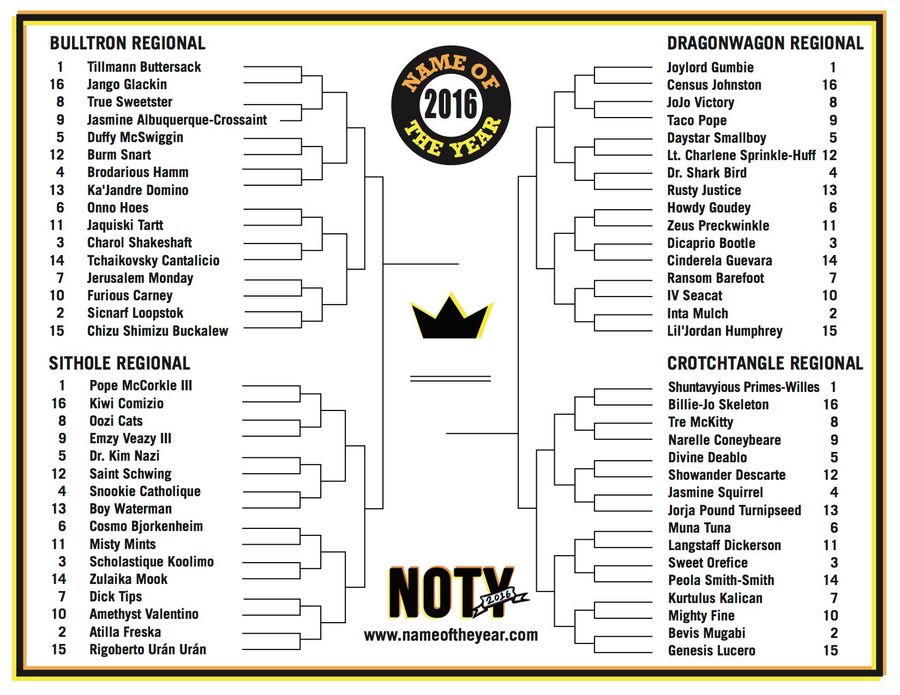 Presenting The 2016 Name Of The Year Bracket