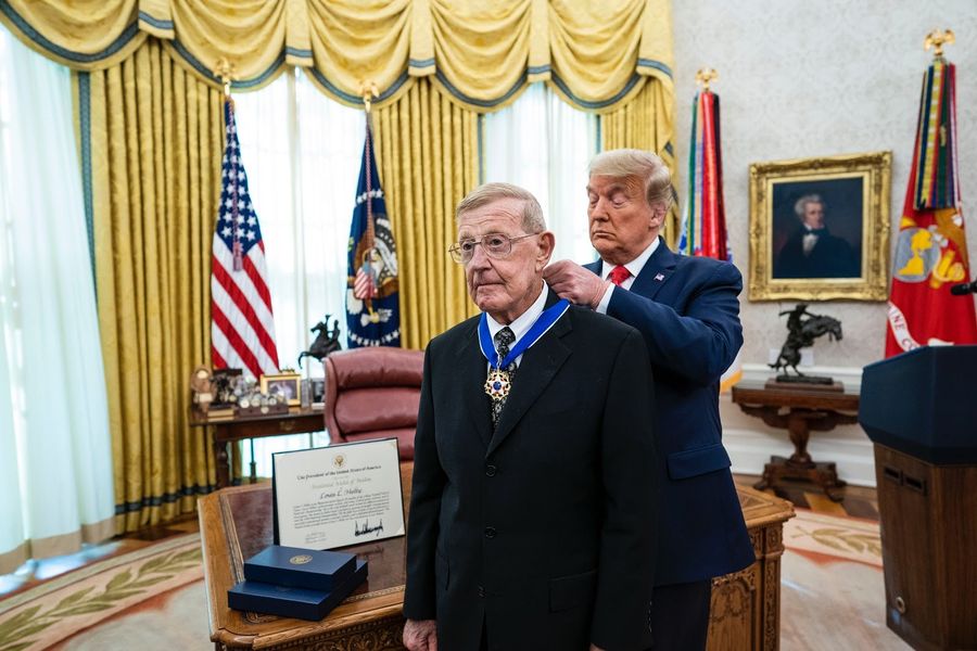Lou Holtz called Trump “the best President of my lifetime” because of course he did