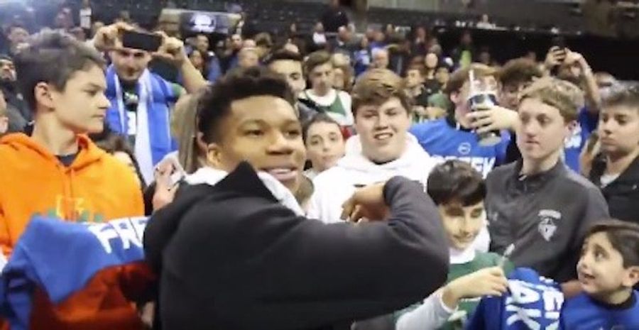 Giannis Antetokounmpo Saves Child From Wearing A Big Baller Hoodie