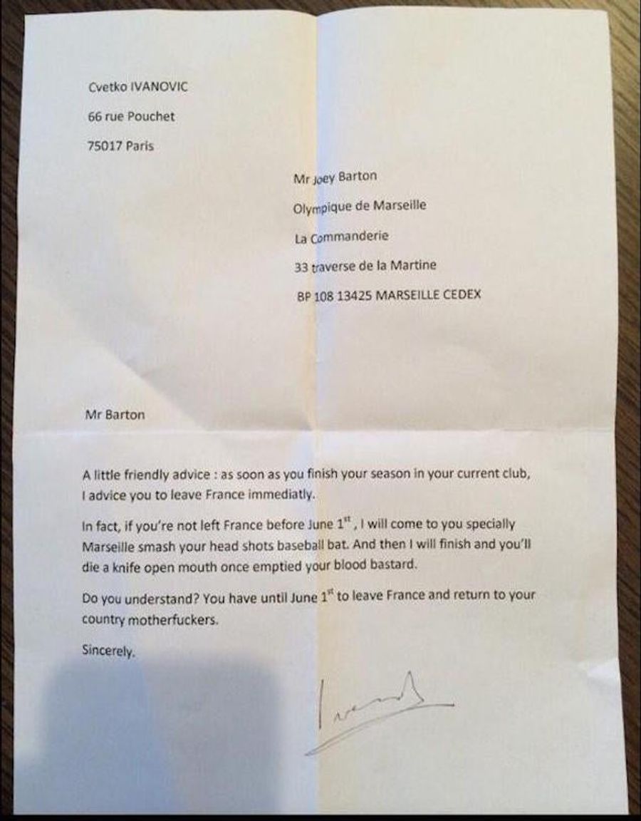 Joey Barton Received A Death Threat From An Angry Frenchman