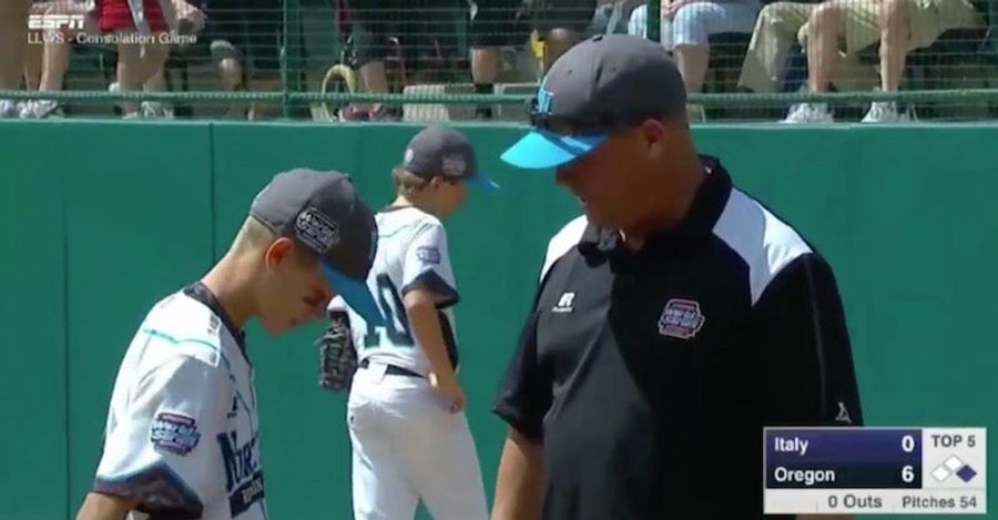 Little League Coach Makes Mound Visit To Tell His Son He Loves Him