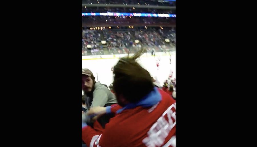 Irritable Bearded Men Fight At Blue Jackets Game