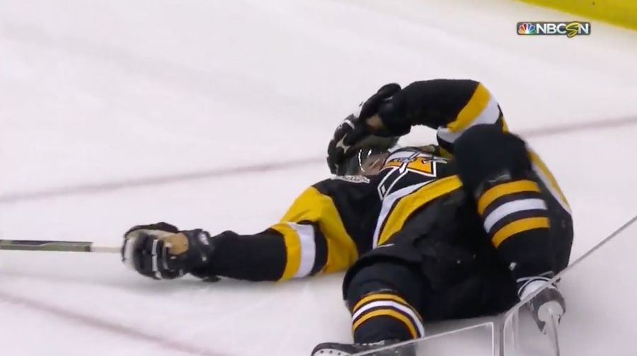Sidney Crosby Leaves The Ice After Headshot From Matt Niskanen<em></em>