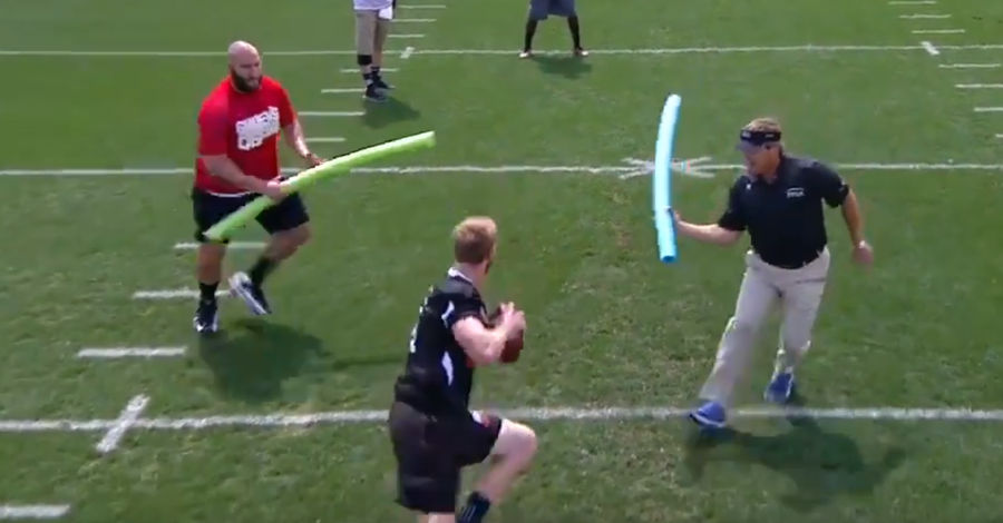 Jon Gruden Whacking Carson Wentz With A Pool Noodle Is The Highlight Of The NFL Offseason