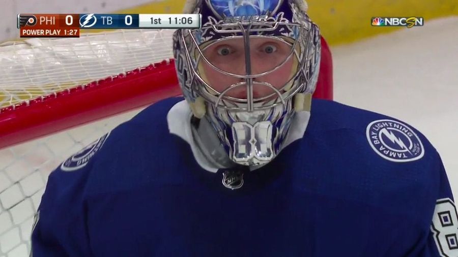 Andrei Vasilevskiy Was Bug-Eyed With Disbelief At His Own Save