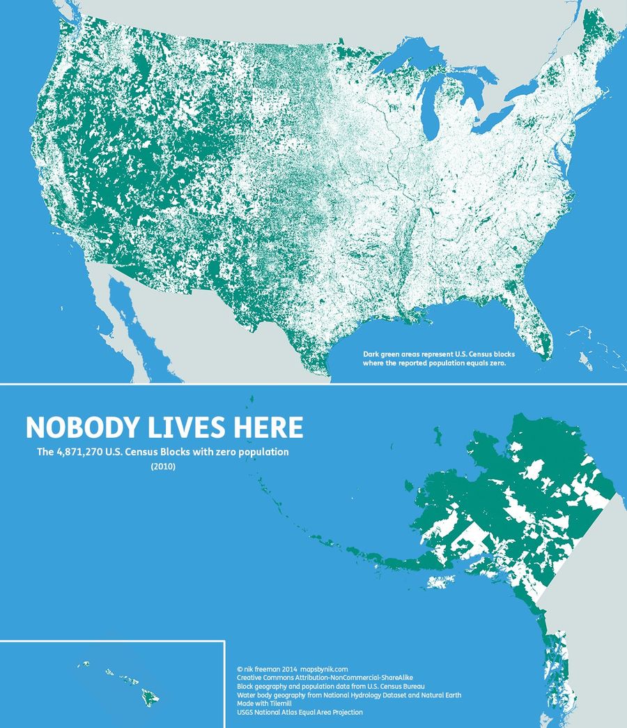 &quot;Nobody Lives Here&quot;: A Beautiful Map Of Uninhabited America