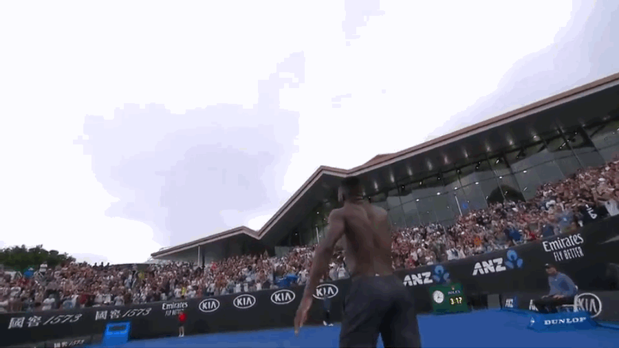 Frances Tiafoe Celebrates A Five-Setter Like LeBron