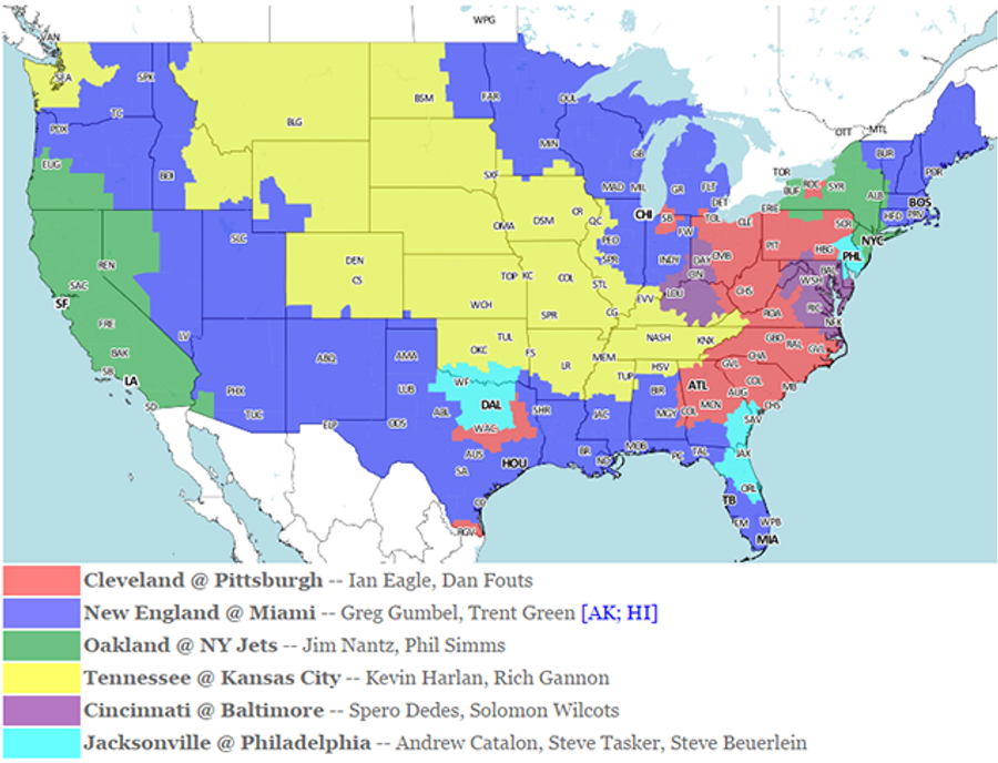 Your NFL Week 1 Viewing Maps