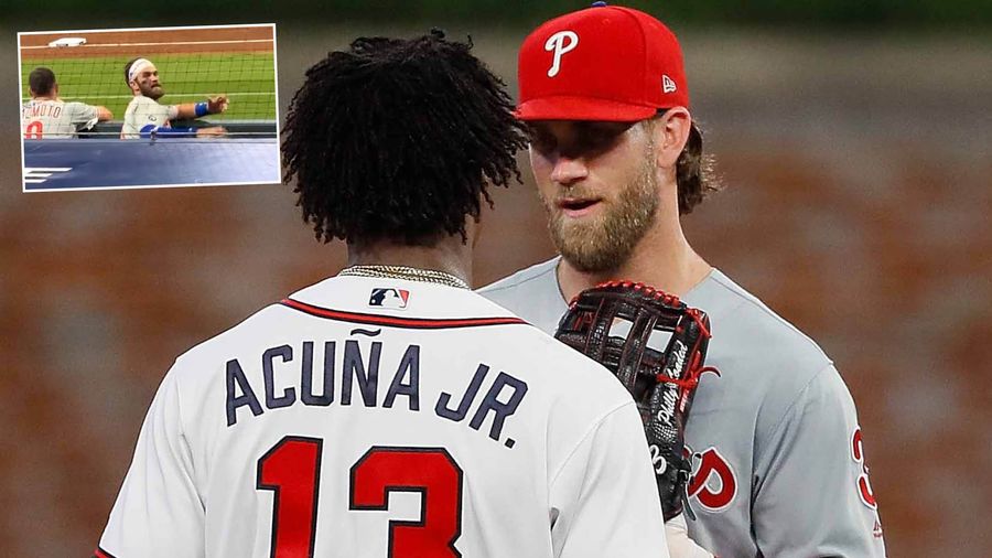 SEE IT: Bryce Harper tries to tell attention-seeking ass how to pronounce the tilde in Acuña