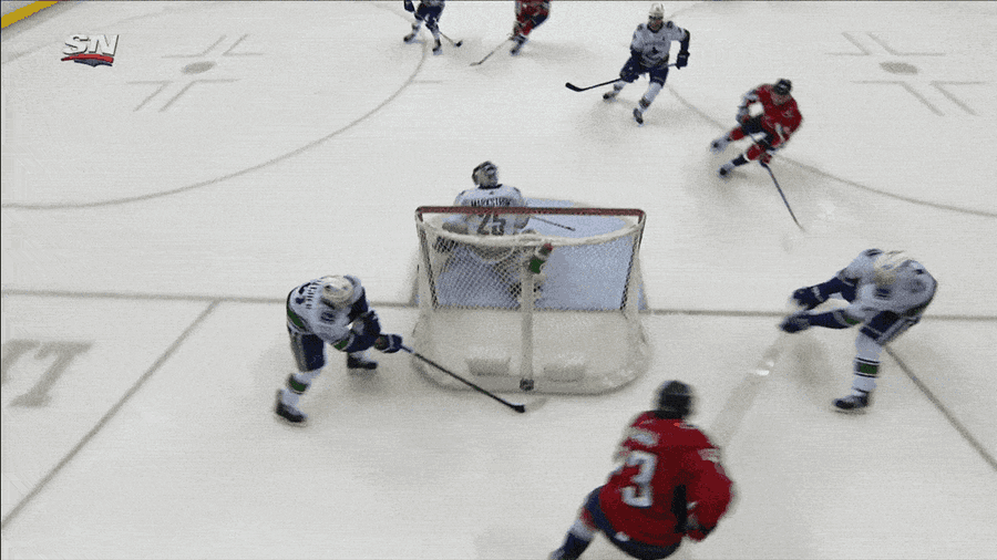 Jakub Vrana Nefariously Dinged It Off The Goalie&#39;s Back For A Goal