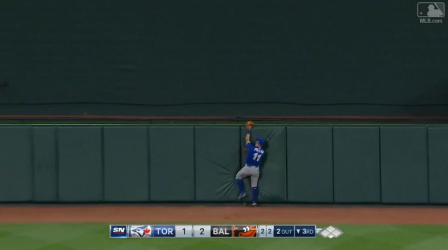 Kevin Pillar Robs Manny Machado, Eats Fence
