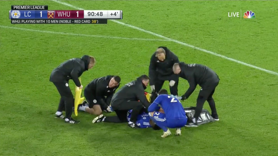 Leicester City&#39;s Daniel Amartey Stretchered Off After Horrific Leg Injury [WARNING: GRAPHIC]