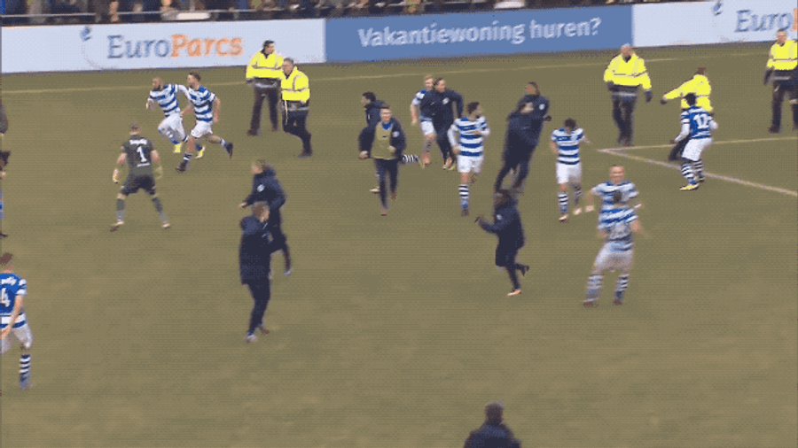 Dutch Soccer Hooligans Storm Pitch To Brawl With Players And Security Guards