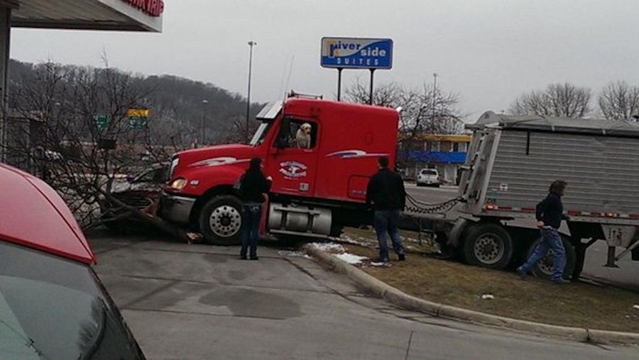 Dog Takes Semi Truck On Joyride, Crashes Into A Tree And A Parked Car