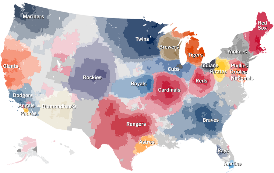 Which MLB Teams Does Your Town Root For? NYT Interactive Has Answers