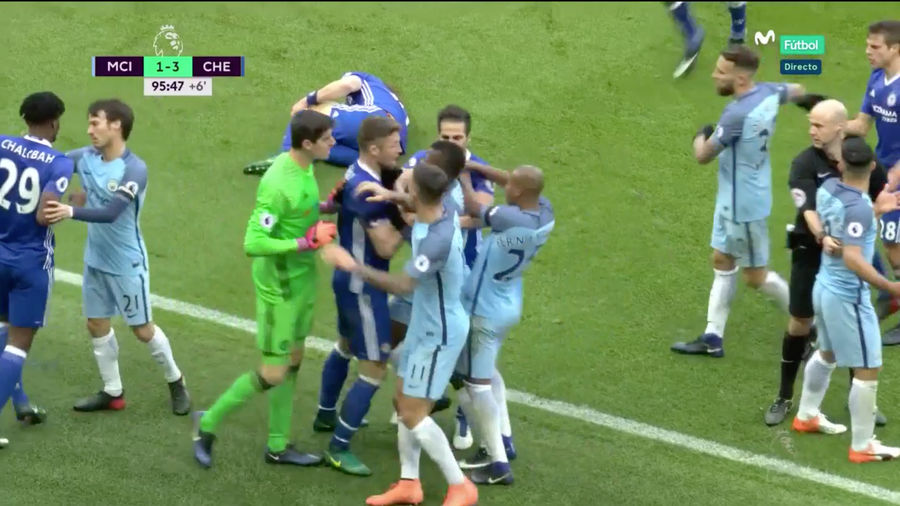 A Nasty Sergio Agüero Tackle Got Everybody Fighting In Manchester City-Chelsea