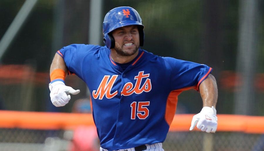 Tim Tebow Hit A Home Run On The First Pitch