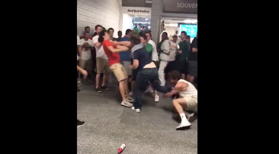 Notre Dame Fans Get Into Slippery Brawl With Miami Fans