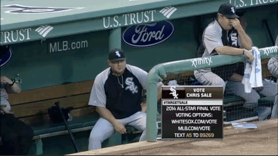White Sox Coach Aggressively Adjusts Himself