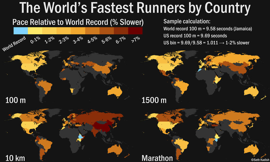 Map: Which Countries Have The Slowest Elite Runners?