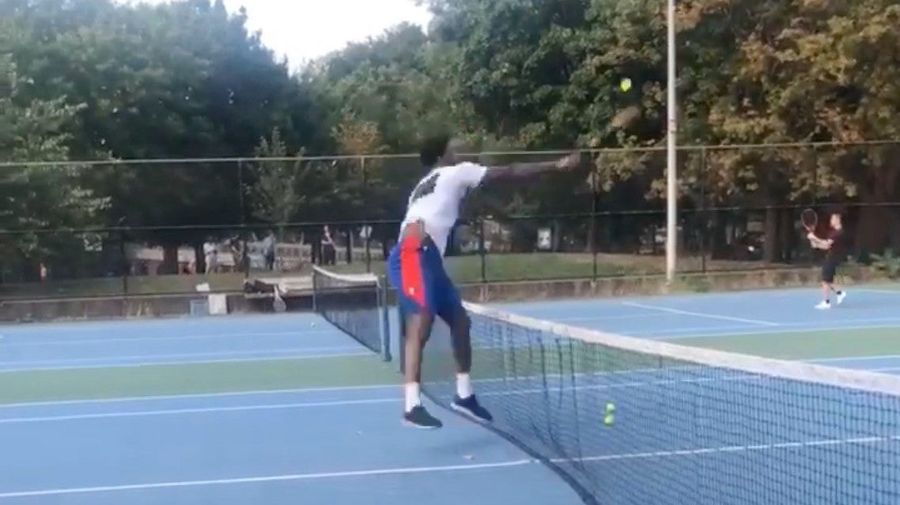 Joel Embiid Crushes Tennis Balls At The Public Courts In Philly
