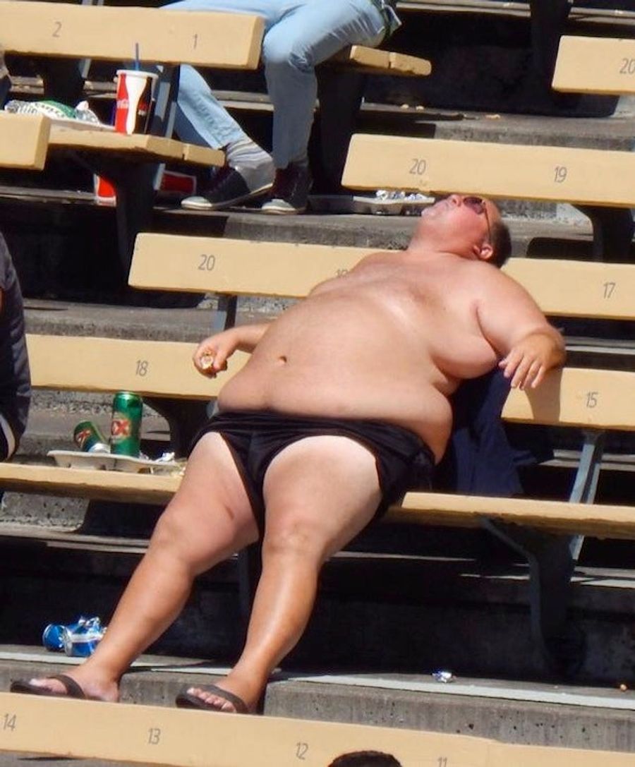 Large, Half-Naked Dodgers Fan Is Living The Motherfucking Dream