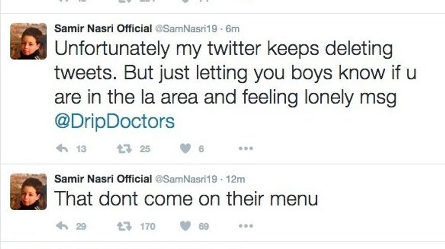 Samir Nasri Tweets, Deletes Claims Of "Full Sexual Service" From L.A. IV Treatment Center<em></em>