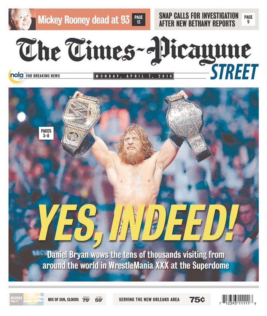 WrestleMania Gets New Orleans Newspaper&#39;s Front Page