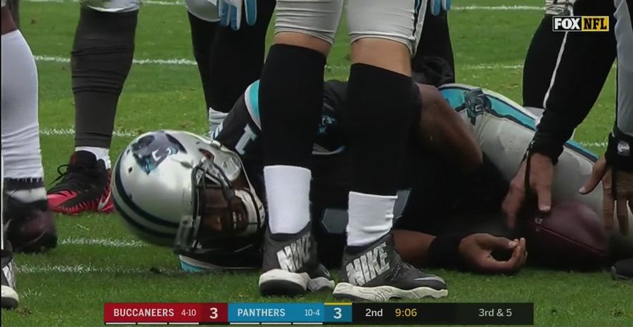 Cam Newton Got Hit In The Nuts