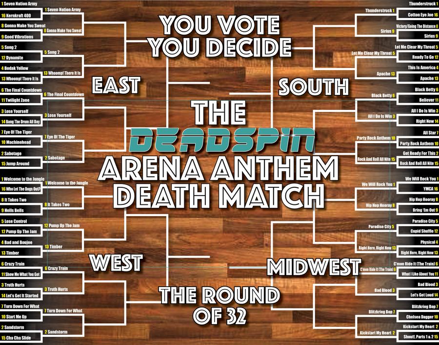 Thirty-Two Tracks Remain: Steel Yourself For Round 2 Of Deadspin&#39;s Arena Anthem Death Match